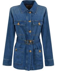 Twinset - Denim Safari Jacket With Oval-T Belt - Lyst