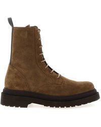 Brunello Cucinelli - Suede Combat Boots Monile - Lyst