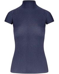 Giorgio Armani - English Ribbed Viscose Turtleneck Top - Lyst