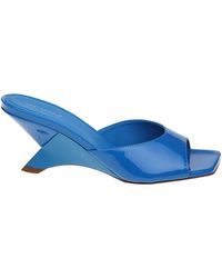 Vic Matié - Feather Mules In Blue Patent Leather - Lyst