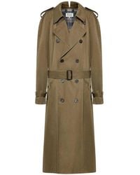 Maison Margiela - Long Double-Breasted Cotton Trench Coat - Lyst