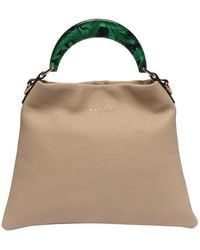 Marni - Hammered Leather Bag With Detailed Handle - Lyst