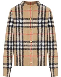 Burberry - Check Knit Cardigan With Buttons - Lyst