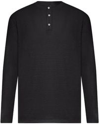 Roberto Collina - Long-Sleeved Linen Serafino Sweater - Lyst
