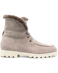 Santoni - Detrwchbtf Fur-Trim Suede Desert Boots - Lyst