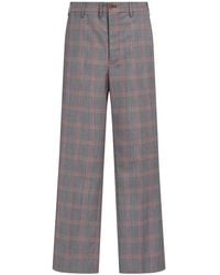 Marni - Checked Wool Blend Trousers - Lyst