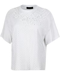 Fabiana Filippi - Cotton Crewneck T-shirt With Lace - Lyst