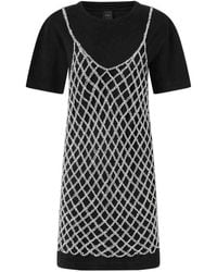 Pinko - Casual Mini Dress With Netted Overlay - Lyst