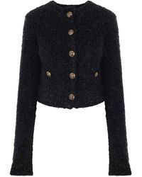 Balenciaga - Cotton Blend Tweed Cropped Cardigan - Lyst
