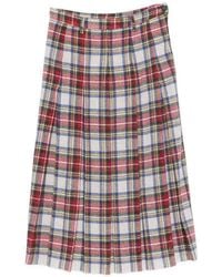 MM6 by Maison Margiela - Long Pleated Checked Wool-Blend Skirt - Lyst