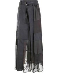 Sacai - Black Satin Skirt - Lyst