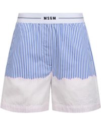 MSGM - Poplin Shorts With Logo Band - Lyst