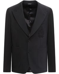 Dolce & Gabbana - Viscose Blazer With Embroidered Logo Patch - Lyst