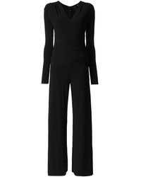 Norma Kamali - Shirred Waist Long-Sleeve Jumpsuit - Lyst