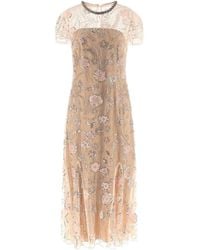 Self-Portrait - Flower Sequin Embellished Midi' Dress - Lyst