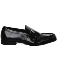 Tod's - Leather Loafers With Strap And Logo - Lyst