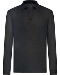 Nome - Long-Sleeved Linen Polo Shirt - Lyst
