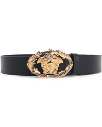 Versace - Buckle Crest Leather Belt - Lyst