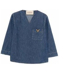 Valentino Garavani - Vlogo Signature Denim Blouse - Lyst