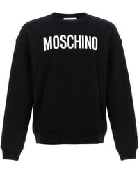 Moschino - Logo Print Cotton Sweatshirt With Crew Neck - Lyst