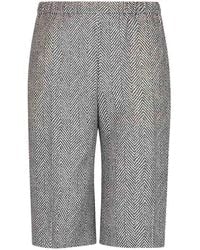 Emporio Armani - Elasticated-Waistband Herringbone Shorts - Lyst