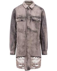 Rick Owens - Cotton Shirt With Ripped Effect - Lyst