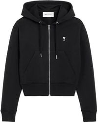 Ami Paris - Embroidered Sweatshirt Adc Zip - Lyst