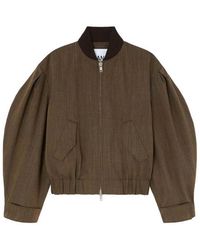 Ganni - Light Wool Melange Bomber Jacket - Lyst