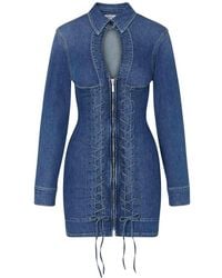 Liu Jo - Short Denim Dress With Strings - Lyst