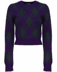 Burberry - Cropped Sweater In Argyle Wool - Lyst