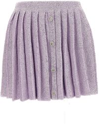 Self-Portrait - Lilac Sequin Pleated Knit Skirt - Lyst