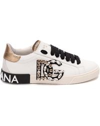 Dolce & Gabbana - Leather Vintage Sneakers With Dg Logo - Lyst