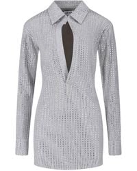 The Attico - Mini Dress With Rhinestones - Lyst