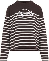 Moncler - Striped Logo Knit Sweater - Lyst