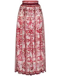 Dolce & Gabbana - Long Chiffon Majolica Print Skirt - Lyst