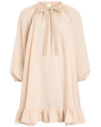 Patou - Striped-Pattern Tie-Neck Mini Dress - Lyst