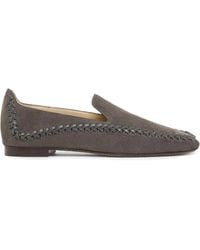 Giorgio Armani - Slip-On Suede Sneakers With Woven Embroidery - Lyst