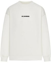 Jil Sander - Crew Neck Cotton Sweatshirt With Logo - Lyst