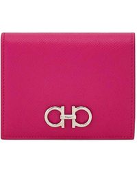 Ferragamo - Grained Leather Gancini Compact Wallet - Lyst