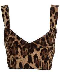 Dolce & Gabbana - Leopard Print Bustier Top - Lyst