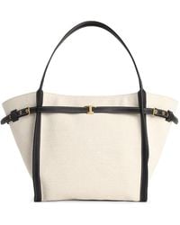 Tod's - Shopping Tim Canvas And Midi Leather Bag - Lyst