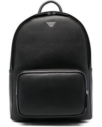 Emporio Armani - Logo-print Leather Backpack - Lyst