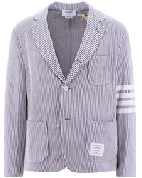 Thom Browne - Cotton Jacket With Iconic Patch On The Front - Lyst