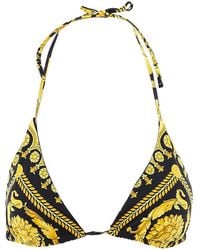 Versace - Stretch Nylon Baroque Print Bikini Top - Lyst
