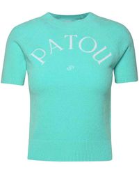 Patou - Teal Cotton Blend Sweater - Lyst
