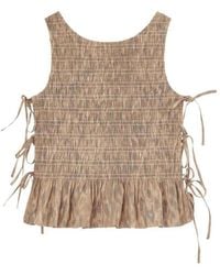 Ganni - Smocked Tie-Detail Top - Lyst