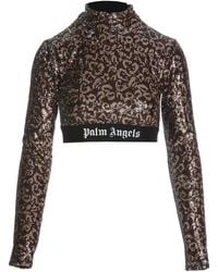 Palm Angels - Cropped Logo Sequins Top - Lyst