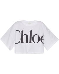 Chloé - Cropped Boxy Logo T-Shirt - Lyst