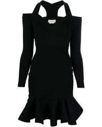 Alexander McQueen - Ribbed-knit Dress With Straps And Ruffles - Lyst