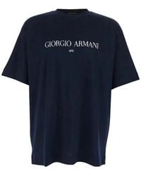 Giorgio Armani - Crewneck T-Shirt With Logo Lettering On The Front - Lyst